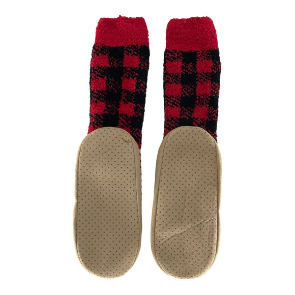 Old Navy Cozy Red Buffalo Plaid Slipper Socks - Picture 4 of 4